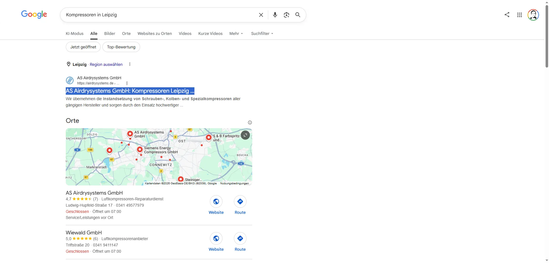 Google Ranking AS Airdrysystems